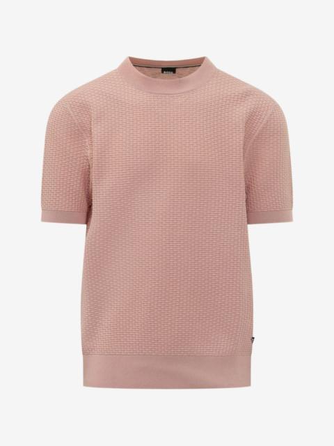 BOSS basket-weave short-sleeve sweater
