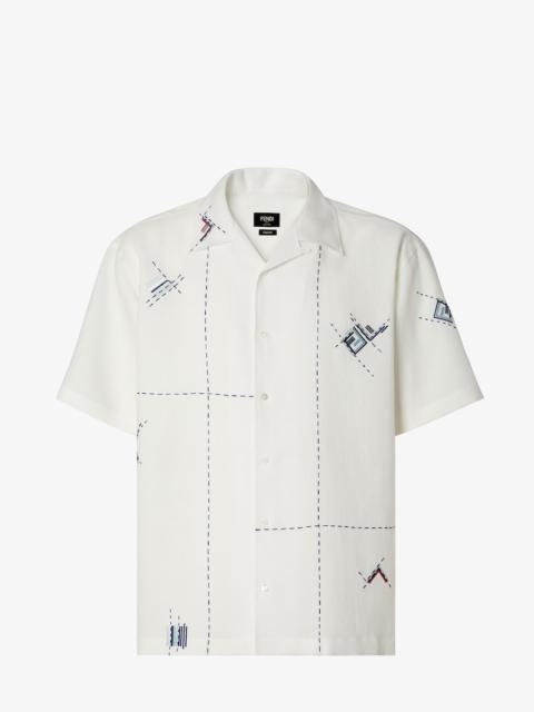 FENDI Shirt White linen shirt with embroidery