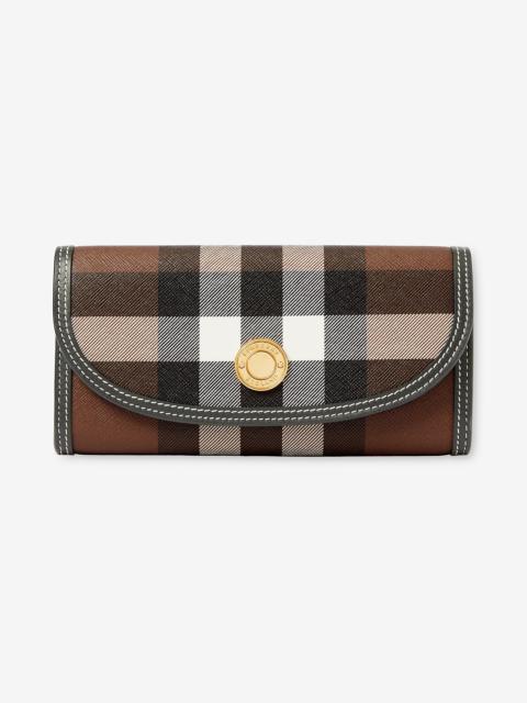 Burberry Check and Leather Continental Wallet