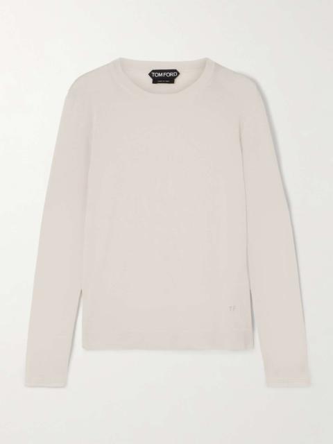 Embroidered cashmere and silk-blend sweater