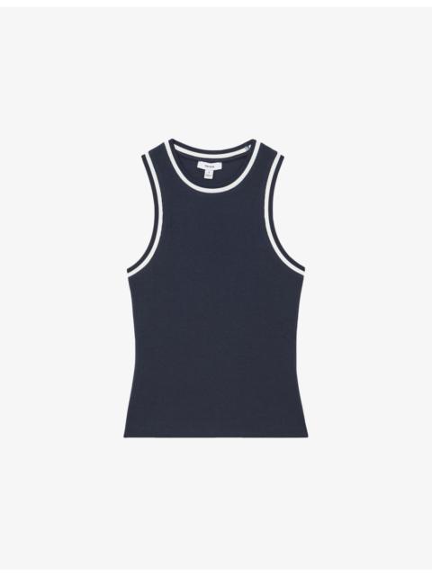 REISS Matilda Contrast-Trim Stretch-Cotton Vest