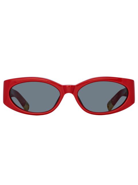 JACQUEMUS Ovalo Oval Sunglasses in Red