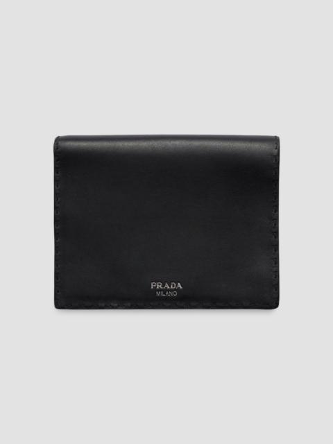 Prada Men's Antiqued Leather Wallet - Black