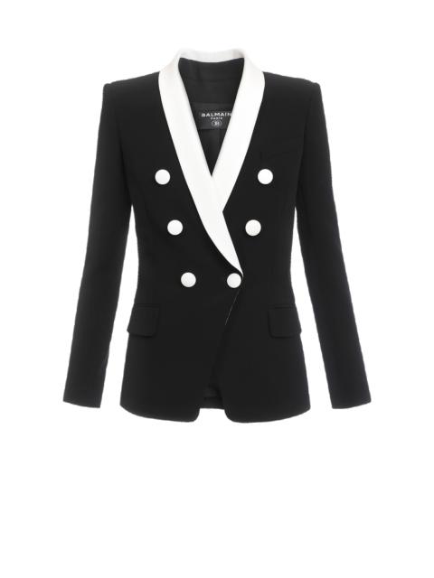 Balmain Bicolor crêpe double-breasted jacket