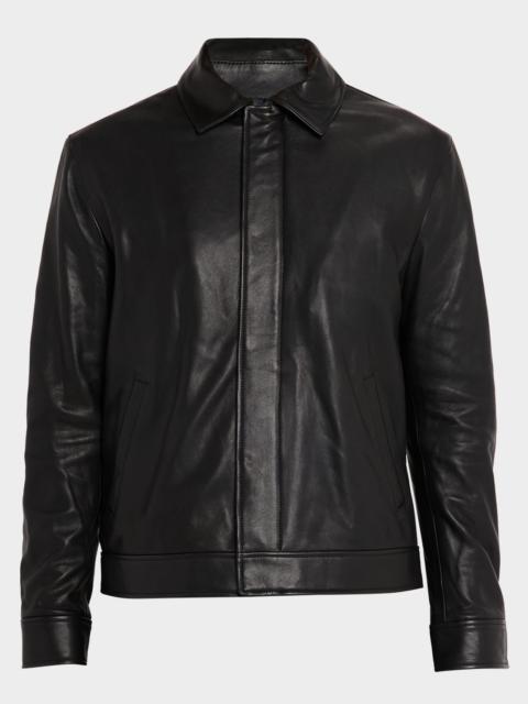 SIMKHAI Men's Landon Collared Leather Jacket