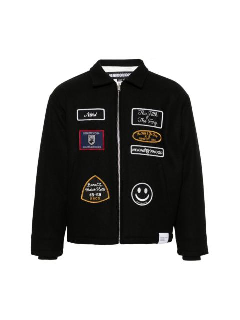 logo-patch wool-blend jacket