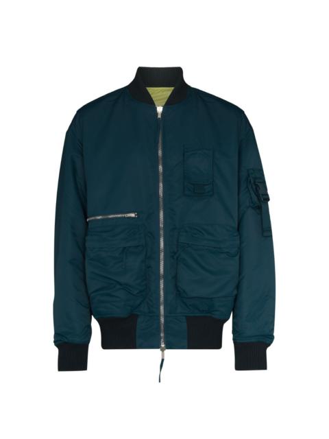 reversible zip-up bomber jacket
