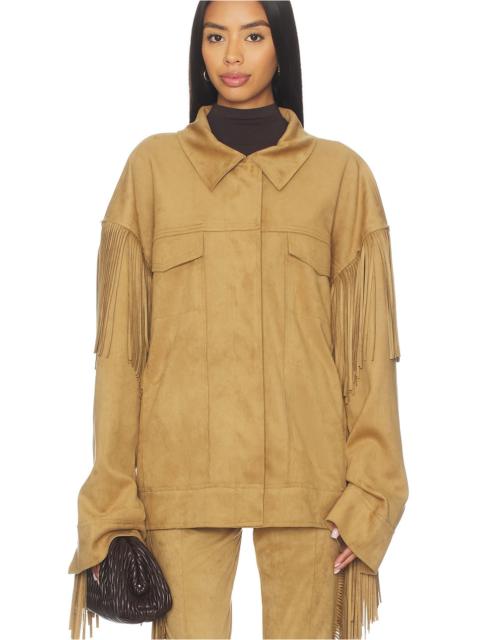 NORMA KAMALI Fringe Oversized Jean Jacket