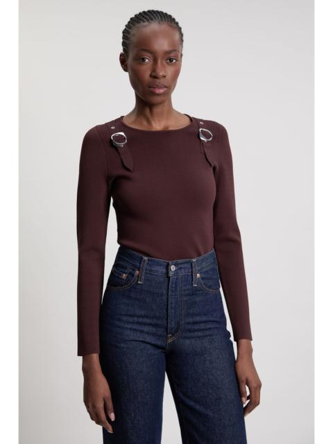 KAREN MILLEN Buckle Trim Long Sleeve Knitted Top