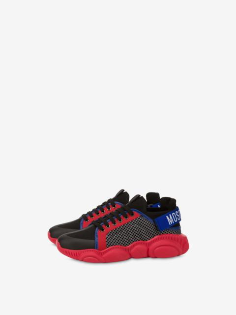 Moschino LOGO TAPE MESH AND JERSEY TEDDY SHOES