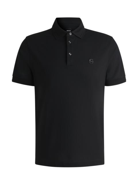 BOSS COTTON-PIQUÉ POLO SHIRT WITH DOUBLE B MONOGRAM