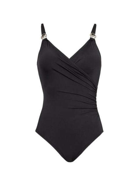 MICHAEL KORS logo V-neck swimsuit