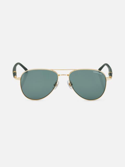 Montblanc Squared Sunglasses with Gold-Colored Metal Frame