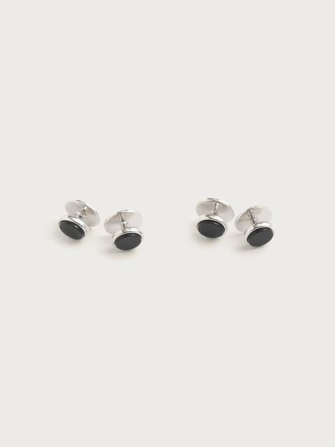 J.CREW Black onyx sterling silver tuxedo studs