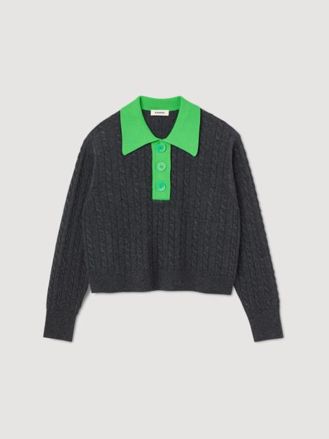 Sandro CROPPED CABLE-KNIT SWEATER