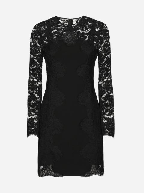 Dolce & Gabbana Short cordonetto lace dress with a jersey insert