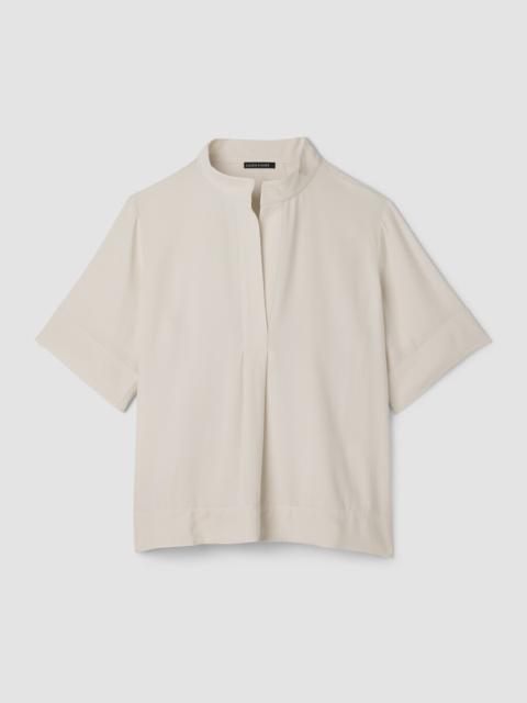 EILEEN FISHER Silk Georgette Crepe Split Neck Top