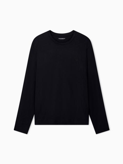 EMPORIO ARMANI LONG SLEEVE CREW NECK T-SHIRT IN MODAL JERSEY WITH LOGO