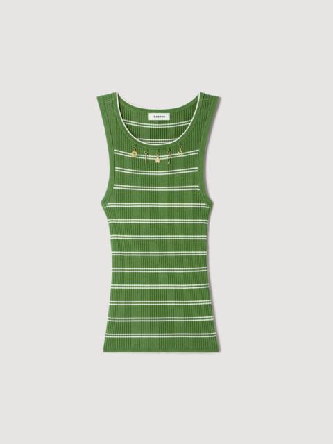 Sandro STRIPED TANK TOP WITH CHARMS