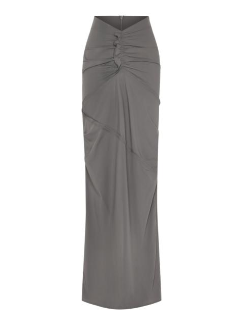Paris Georgia Ruffled Stretch-Nylon Maxi Skirt dark grey