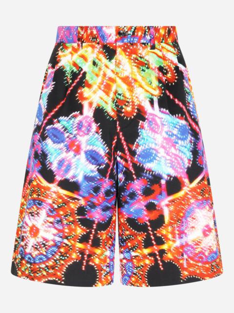 Dolce & Gabbana Stretch cotton shorts with illumination print