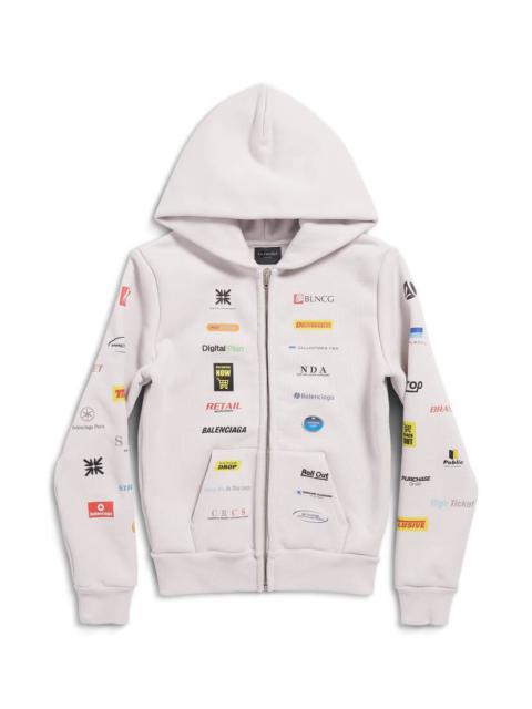 Business English Zip-up Hoodie Small Fit in Off White