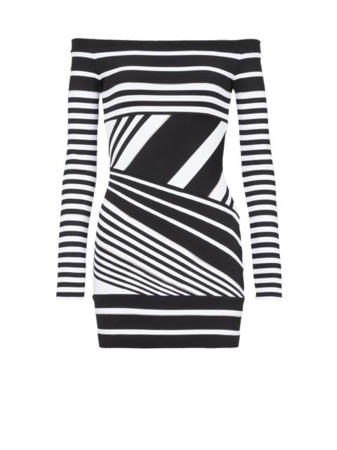 Short striped eco-designed jacquard dress