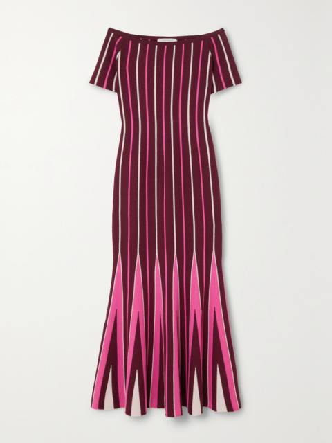 GABRIELA HEARST Medea Off-the-shoulder Striped Wool Maxi Dress