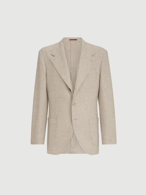 Brunello Cucinelli Cashmere Panama deconstructed blazer with patch pockets and metal buttons