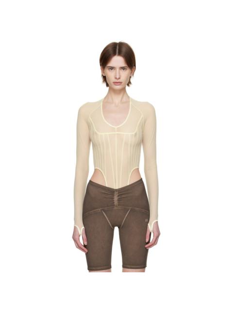 KNWLS Yellow Haze Mesh Bodysuit