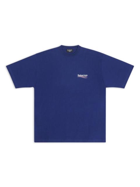 BALENCIAGA Men's Political Campaign T-shirt Large Fit - Pacific Blue White