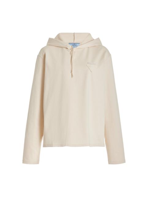 Prada Hooded Cotton Sweatshirt neutral