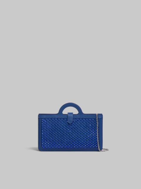 Marni BLUE RHINESTONE TROPICALIA LONG WALLET WITH CHAIN STRAP