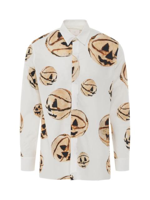 Givenchy Boxy Fit Print Shirt in White/Yellow