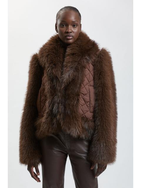 KAREN MILLEN Faux Fur & Quilted Padded Mix Short Coat