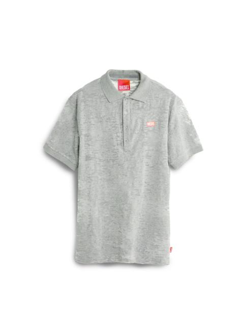 Diesel POLO SHIRT IN ALL-OVER DEVORÉ JERSEY