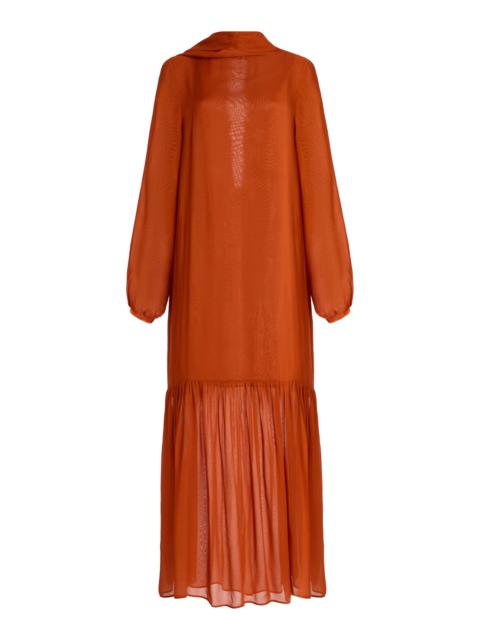 House of Dagmar Scarf-Detailed Maxi Dress orange