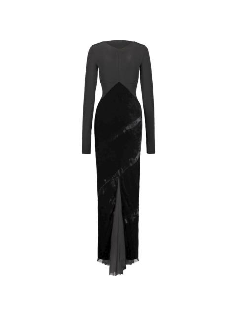 Rick Owens velvet-panelled long-sleeve maxi dress