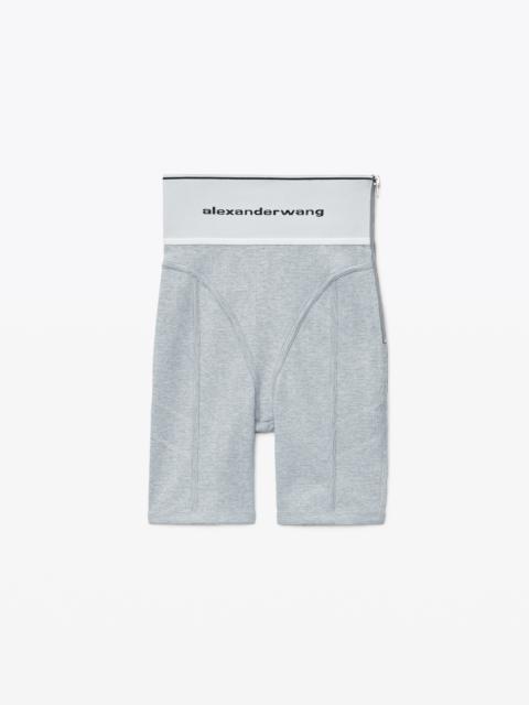 Alexander Wang logo elastic bike short in ribbed jersey