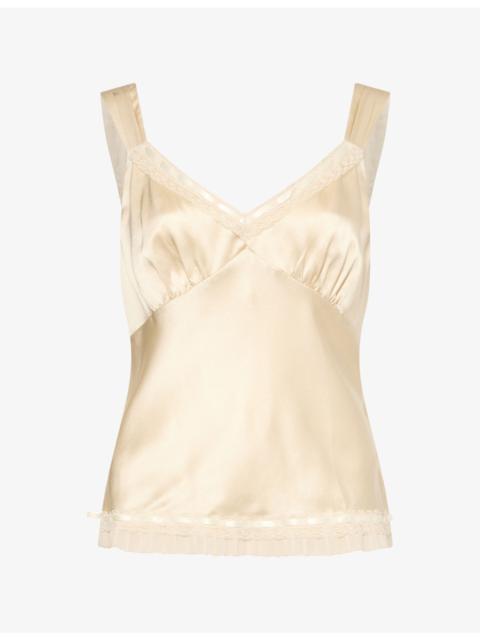 Reformation Salome V-Neck Silk Top