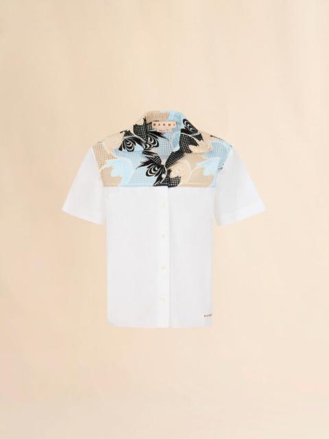 Marni WHITE POPLIN SHIRT WITH BRODERIE ANGLAISE YOKE