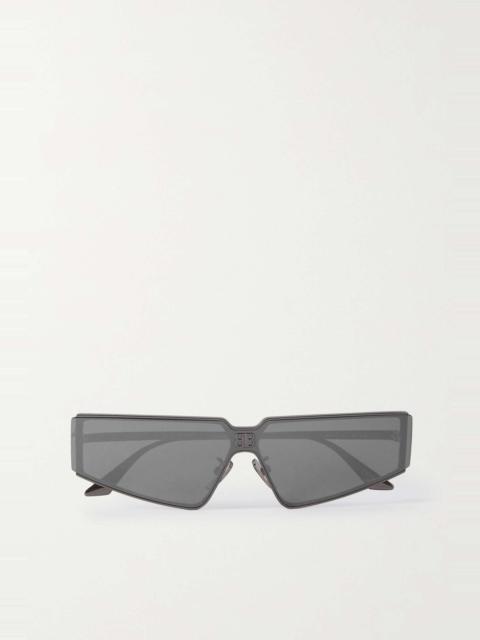 BB Shield D-frame silver-tone metal sunglasses
