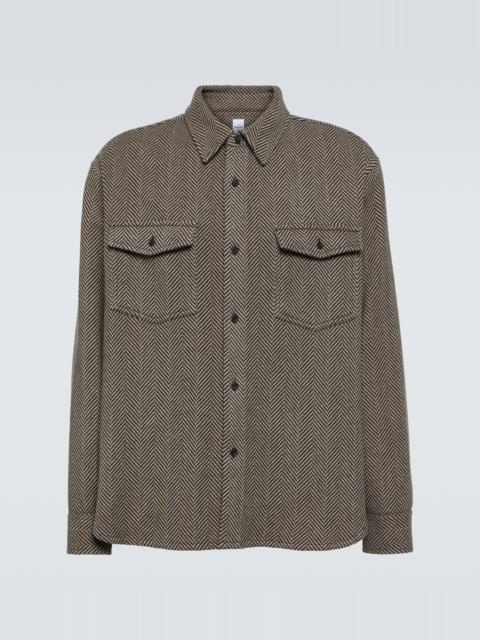 Herringbone cashmere-blend overshirt