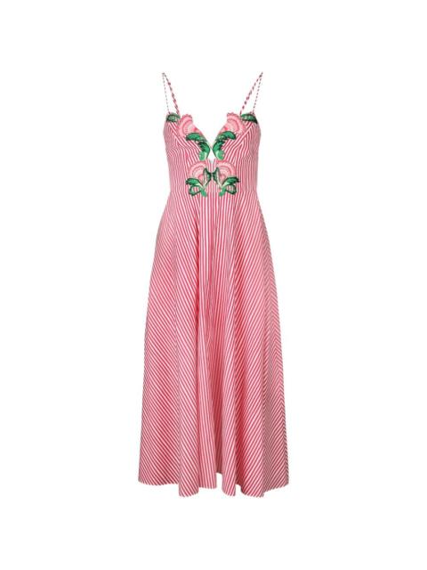 SALONI Jana-B striped embroidered midi dress