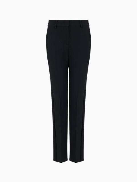 EMPORIO ARMANI CADY CRÊPE TROUSERS WITH BELT LOOPS AND RIB
