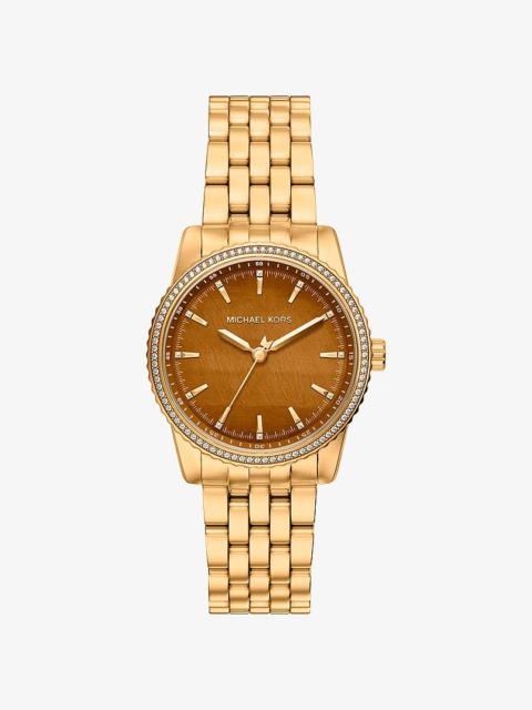 MICHAEL KORS Bryant Pavé Gold-Tone Watch