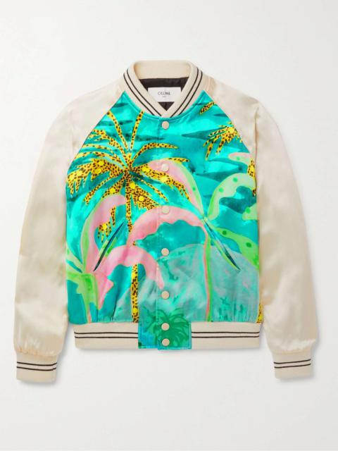 CELINE Teddy Logo-Print Satin Bomber Jacket