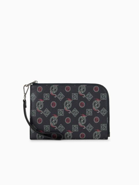 GIORGIO ARMANI Leather pouch with all-over monogram