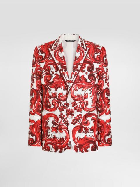 Dolce & Gabbana Sicilia light single-breasted jacket in majolica-print jacquard