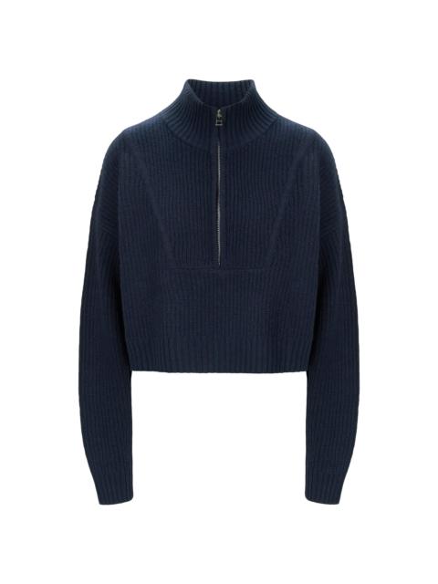 STAUD Women's Hampton Cashmere Crop Half-Zip Pullover - Navy